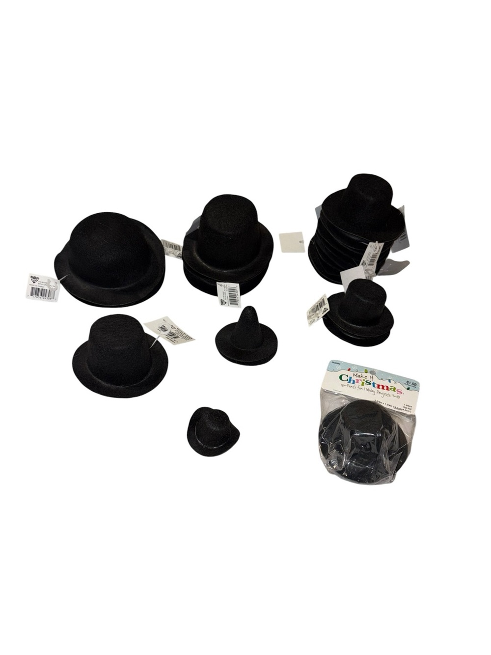 Assorted Small Black Felt Doll Hats - Craft & Decoration Pack